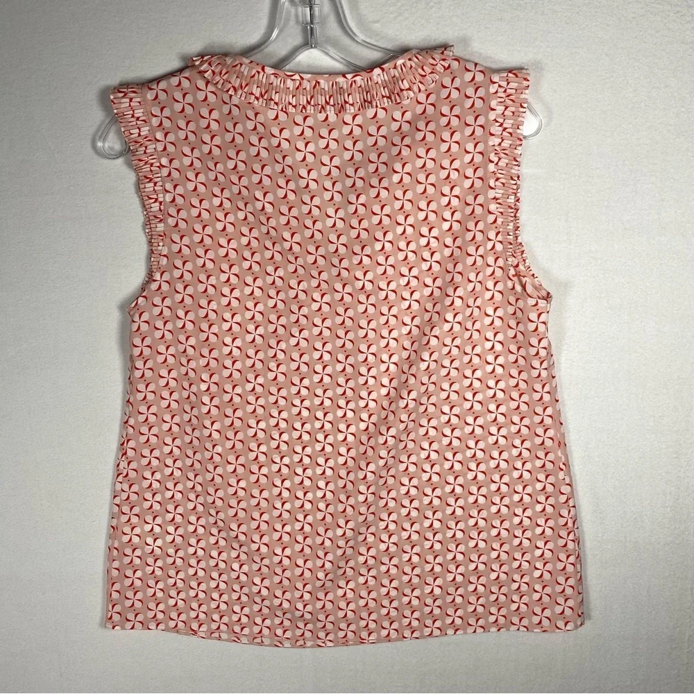 Boden US 6 Peggy Pinwheel Ruffle Pleated Blouse 0072 Sleeveless Printed Top pink - Picture 3 of 9